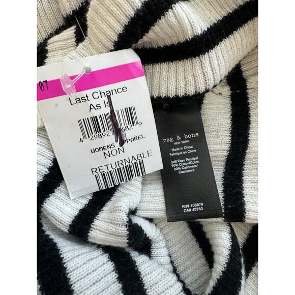 New ~ RAG & BONE ~ Cashmere White Black Striped Knitted Sweater Dress Size Small - Picture 5 of 5